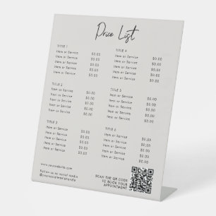 Expositor En L Menú Lista de precios moderna Código QR Medios soc