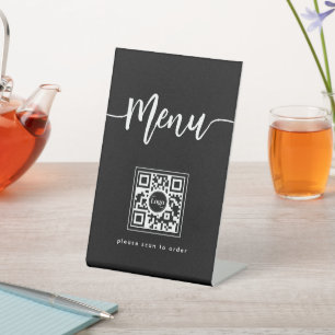 Expositor En L Menú moderno elegante Script QR Código negro