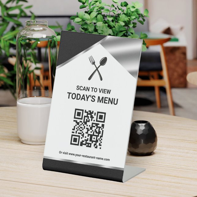 Expositor En L Menú Negro Código QR Sin Contacto de Restaurante (Subido por el creador)