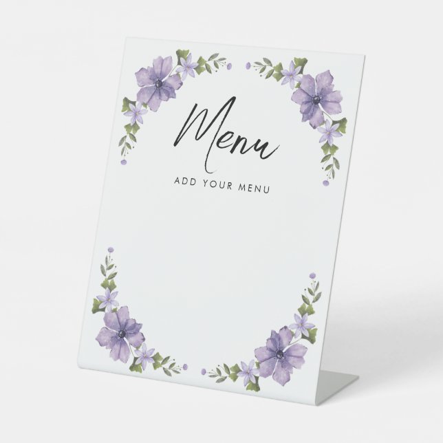 Expositor En L Menú Purple Little Wildflower Baby Shower (Anverso)