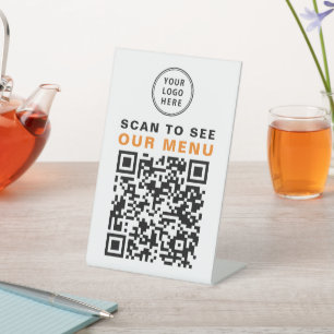 Expositor En L Menú QR Code Restaurant Cafe Logo