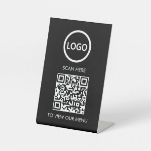Expositor En L Menú QR Profesional, Logo Contacto Moderno