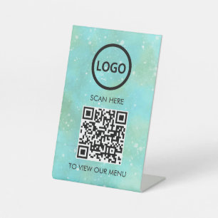 Expositor En L Menú QR Profesional, Logo Contacto Moderno