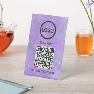 Expositor En L Menú QR Profesional, Logo Moderno Sin Contacto