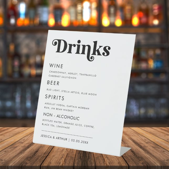 Expositor En L Menú Retro Whimsical Bold Script Boda Barra Bebida (Subido por el creador)
