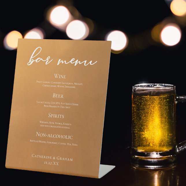 Expositor En L Menú Rustic Gold Earth Tone Fall Wedding Bar (Subido por el creador)