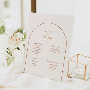 Expositor En L Menú simple Boho Arch Boda de marfil para bebidas