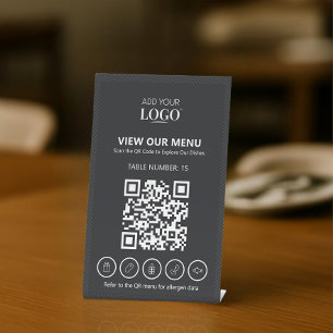 Expositor En L Menú sin contacto de código QR de alergía de logot