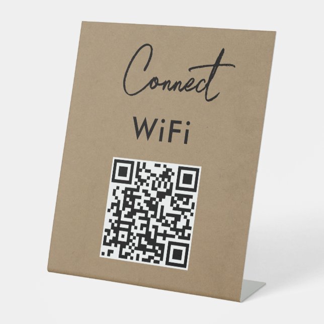 Expositor En L Menú sin toque QR Connect WiFi Kraft (Anverso)
