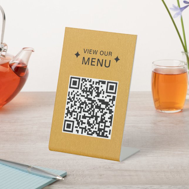 Expositor En L Menús modernos de código QR para restaurantes Gold (In Situ)