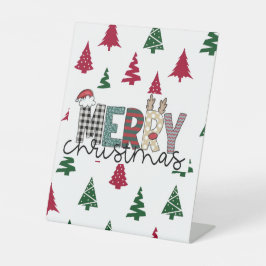 Expositor En L MERRY Christmas” Festive Pedestal Sign