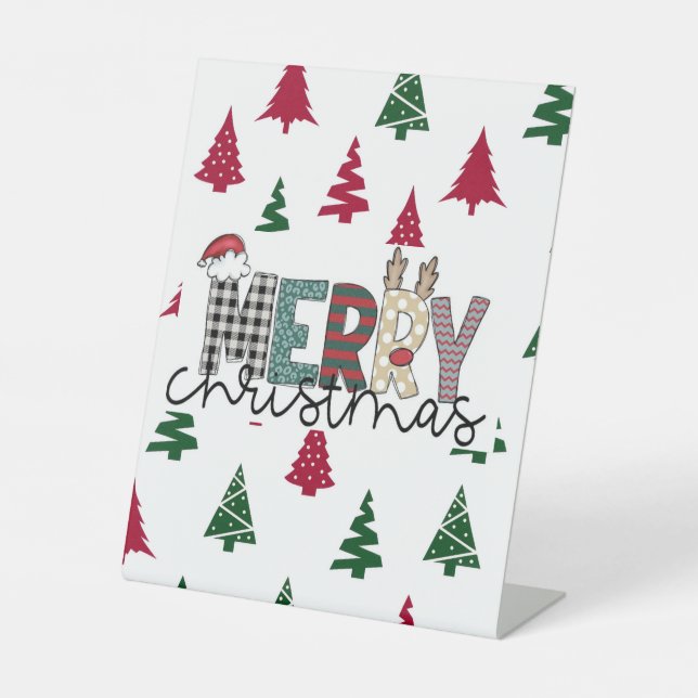 Expositor En L MERRY Christmas” Festive Pedestal Sign (Anverso)