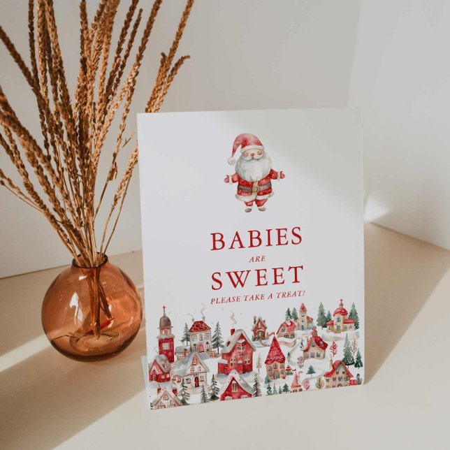 Expositor En L Merry Little Navidades Los bebés son dulces (Christmas Baby Shower Babies are Sweet Sign)