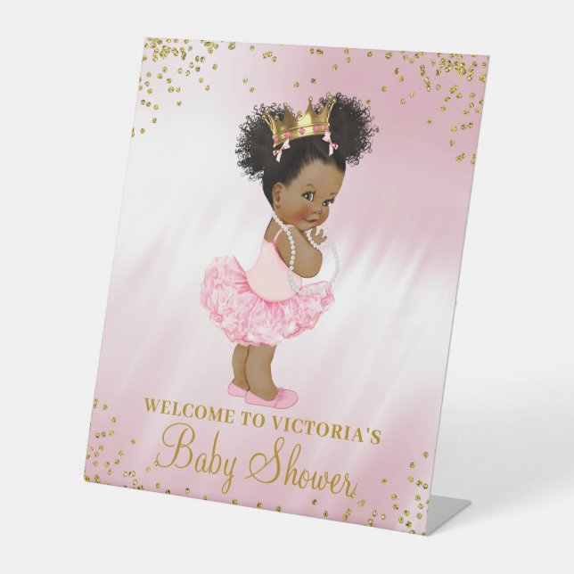 Expositor En L Mesa de bienvenida Baby Shower Black Princess (Anverso)
