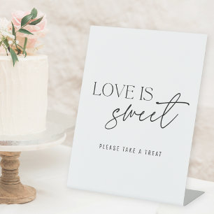 Expositor En L Mesa de boda moderna en blanco y negro Amor es dul