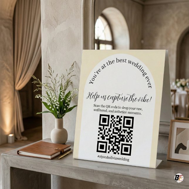 Expositor En L Mesa de Código QR para Compartir Fotos de Boda con (Subido por el creador)