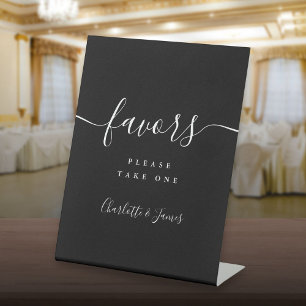 Expositor En L Mesa de favores con guión moderno en blanco y negr