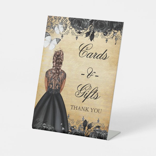 Expositor En L Mesa de mariposa negra de Princesa de época (Anverso)