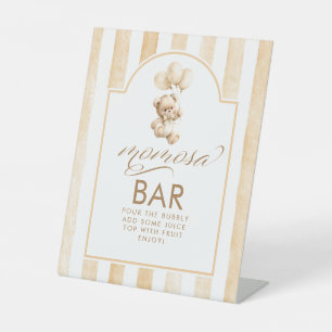 Expositor En L Mesa de Momosa Teddy Bear Rayas Beige Baby Shower