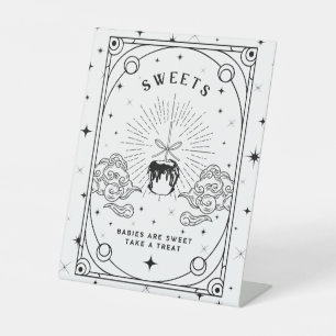 Expositor En L Mesa de postre dulce Baby Shower en blanco y negro