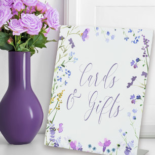 Expositor En L Mesa de Regalos y Tarjetas de Flor Púrpura