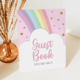 Expositor En L Mesa Fiesta de libros para invitados con arcoiris