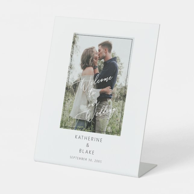 Expositor En L Mesa fotográfica Bienvenido a nuestro Boda (Anverso)