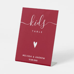 Expositor En L Mesa infantil - Elegante caligrafía Boda rojo