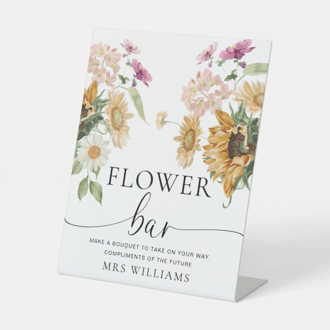 Expositor En L Mews Sunflower Fall Flor Bar Rótulo (Anverso)