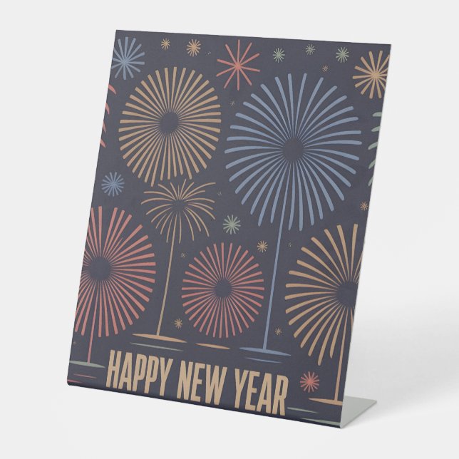 Expositor En L Mid-Century Modern "Happy New Year" Illustration (Anverso)