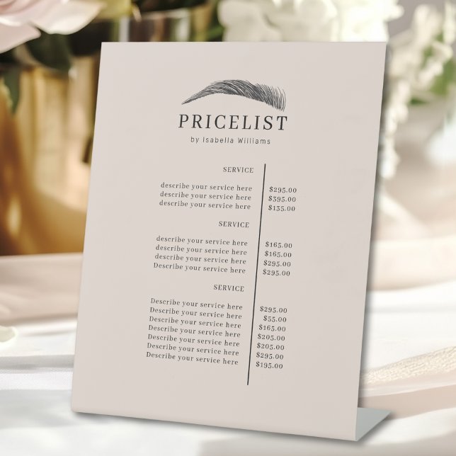 Expositor En L Minimal Elegant Eyebrow Salon Pricelist (Minimal Elegant Eyebrow Salon Pricelist Pedestal Sign)