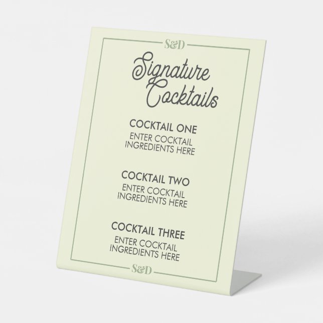 Expositor En L Minimal Modern Wedding Signature Cocktail Sign (Anverso)