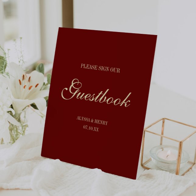 Expositor En L Minimal Script Wine Red "Sign Our Guestbook" (Subido por el creador)
