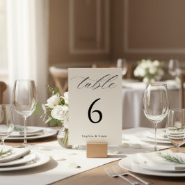 Expositor En L Minimalist Black and White Wedding Table Number