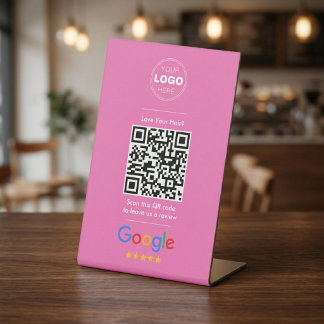 Expositor En L Minimalist Pink Hair Salon Review QR Code Elegant