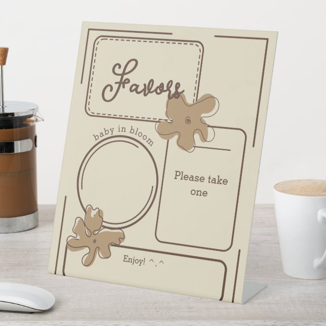 Expositor En L Minimalist Style Flower Notes Baby Shower Favors (In Situ)