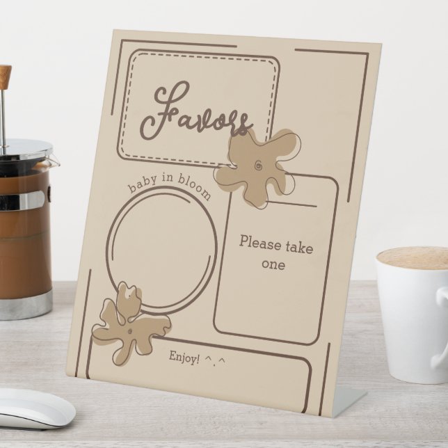 Expositor En L Minimalist Style Flower Notes Baby Shower Favors (In Situ)