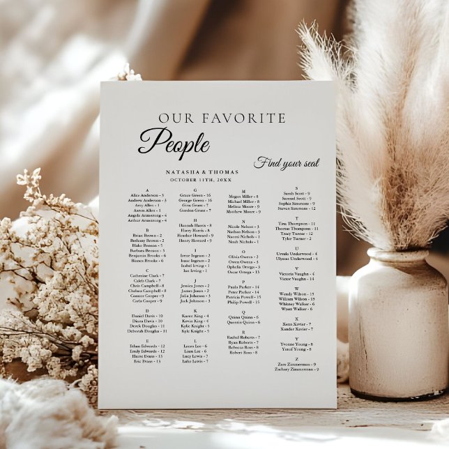 Expositor En L Minimalist Wedding Alphabetical Seating Chart (Subido por el creador)