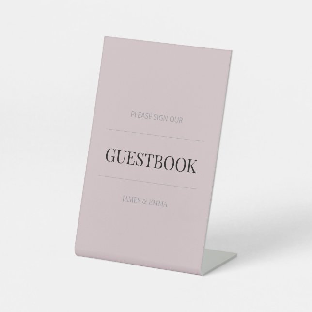 Expositor En L Minimalist Wedding Guest Book Dusky Rose (Anverso)