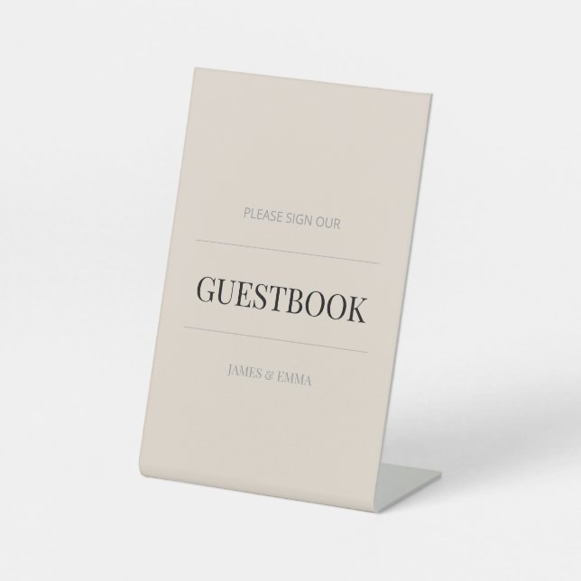 Expositor En L Minimalist Wedding Guest Book Soft Latte (Anverso)
