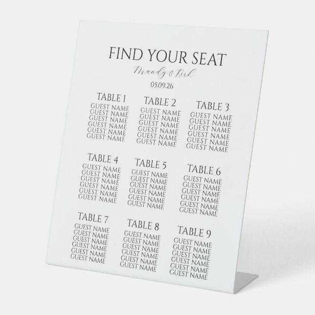 Expositor En L Minimalist Wedding Seating Chart | Custom Modern  (Anverso)
