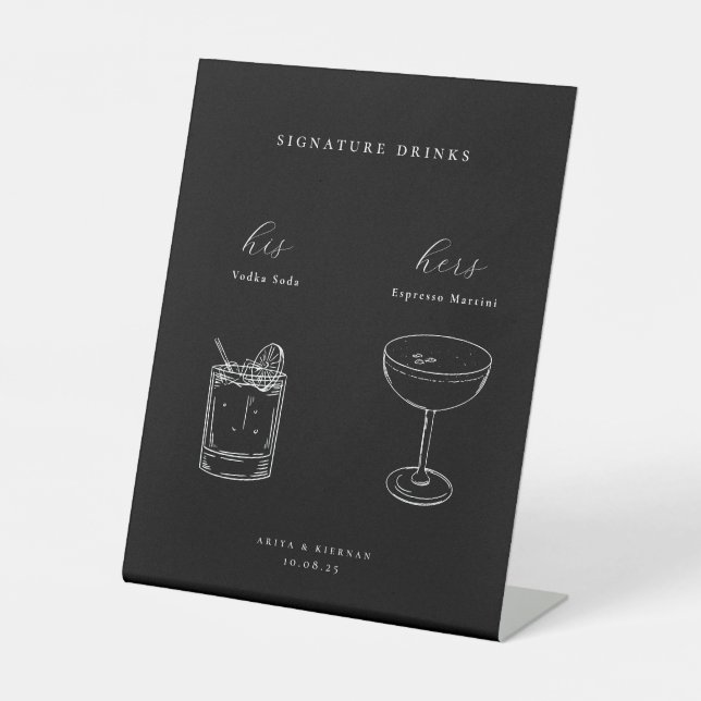 Expositor En L Minimalist Wedding Signature Drinks (Anverso)