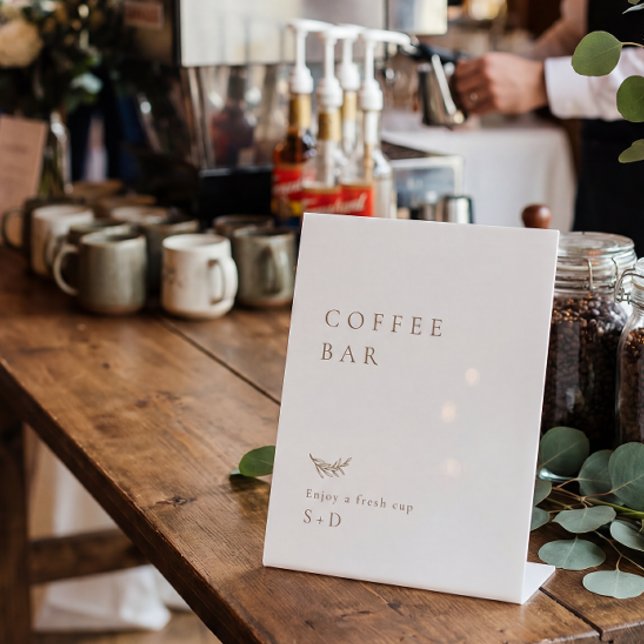 Expositor En L Minimalist White Gold Coffee Bar Wedding Sign (Subido por el creador)