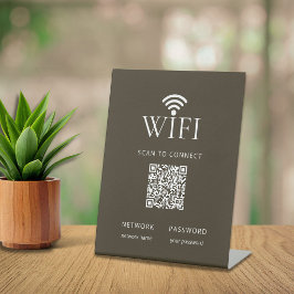Expositor En L Minimalist WiFi Network Password QR Code Brown
