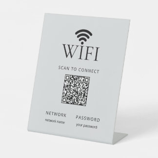 Expositor En L Minimalist WiFi Network Password QR Code Gray