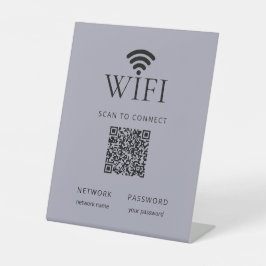 Expositor En L Minimalist WiFi Password Sign QR Code Muted Blue