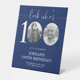 Expositor En L Mira quién tiene 100   Blue 100° cumpleaños