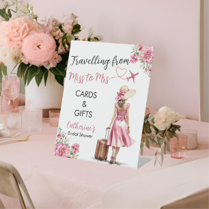Expositor En L Miss To Mrs Travel Pink Bow Vestido Bridal Shower