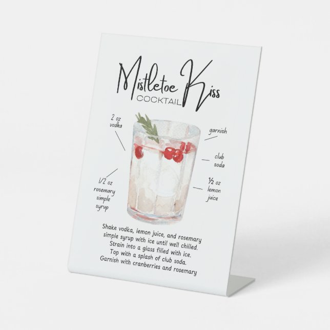 Expositor En L Mistletoe Kiss Holiday Cocktail Bar Sign (Anverso)
