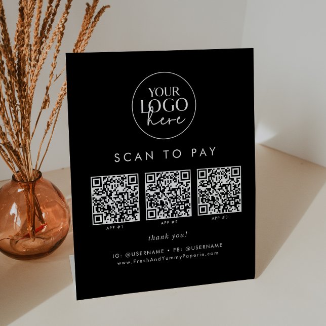 Expositor En L Moda Black Business Logo QR Code Scan To Pay (Subido por el creador)